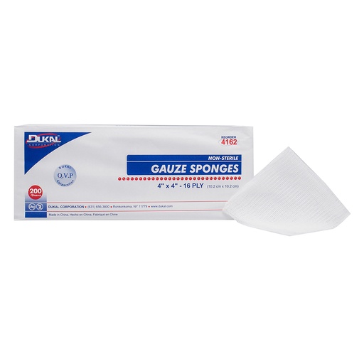 [4162] Dukal 4 x 4 inch 16-Ply Not-Sterile Gauze Sponges, 2000/Pack