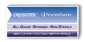 [ENC38] Crosstex All Gauze Premium NS Sponges, 3" x 3", 8-Ply, 4000 cs