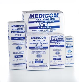 [3006] Amd Medicom NS Sponges, 4" x 4", 12-Ply, 200 sleeve