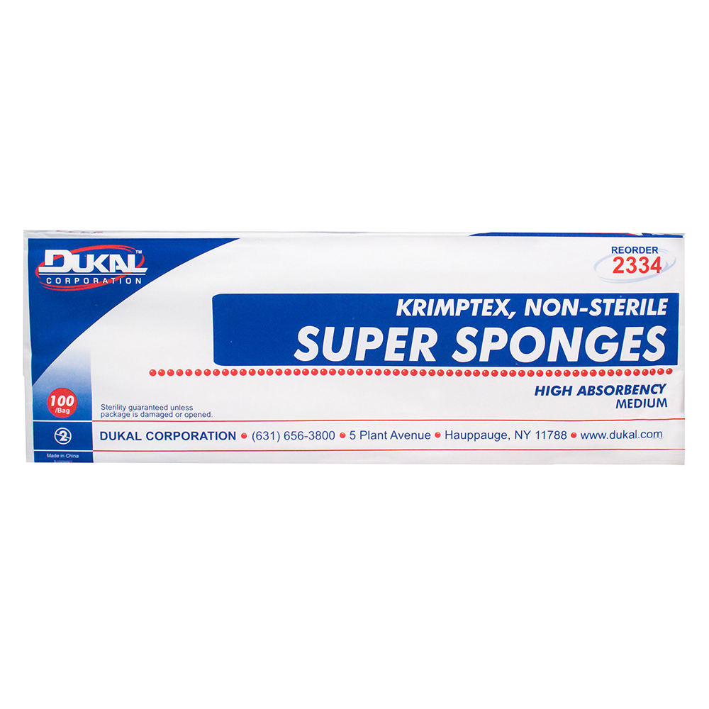 [2334] Dukal 32-Ply Medium Super Non-Sterile Sponges, 600/Pack
