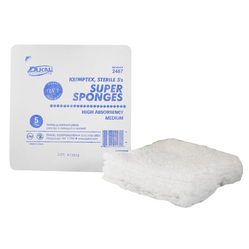 [2487] Dukal 32-Ply Medium Super Sterile Sponges, 600/Pack