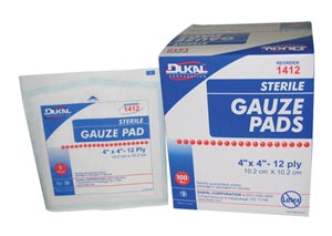 [1412-18B] Dukal Gauze Pads, 4" x 4", 12-Ply, Sterile, 1800 pk