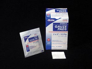 [1212] Dukal Gauze Pads, 2" x 2", 12-Ply, Sterile, 100 bx