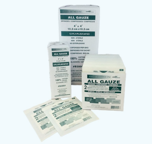 [B3004] Amd Medicom Gauze Sponges, 3" x 3", 12-Ply, NS, 200 bg