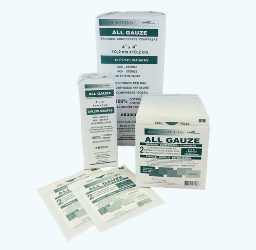 [B4181] Amd Medicom Gauze Sponges, 4" x 4", 8-Ply, Sterile, 10/pk