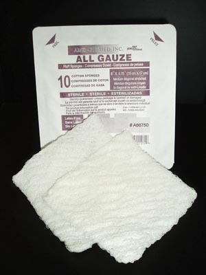 [A66752] Amd Medicom Fluff Sponges, 6" x 6¾", Sterile, 2/pouch