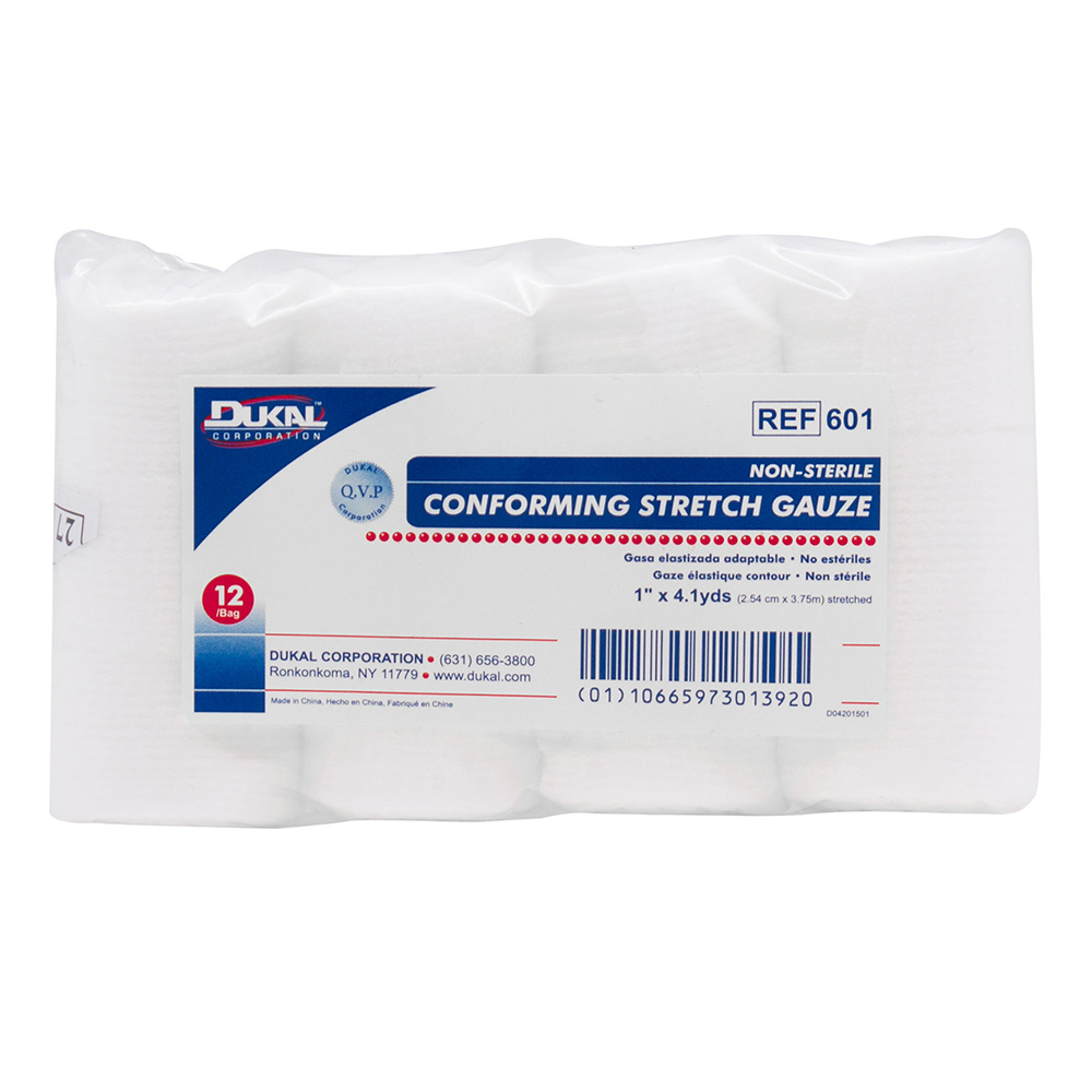 [601] Dukal 1 inch x 4.1 yds Non-Sterile Conforming Stretch Gauze, 96/Pack