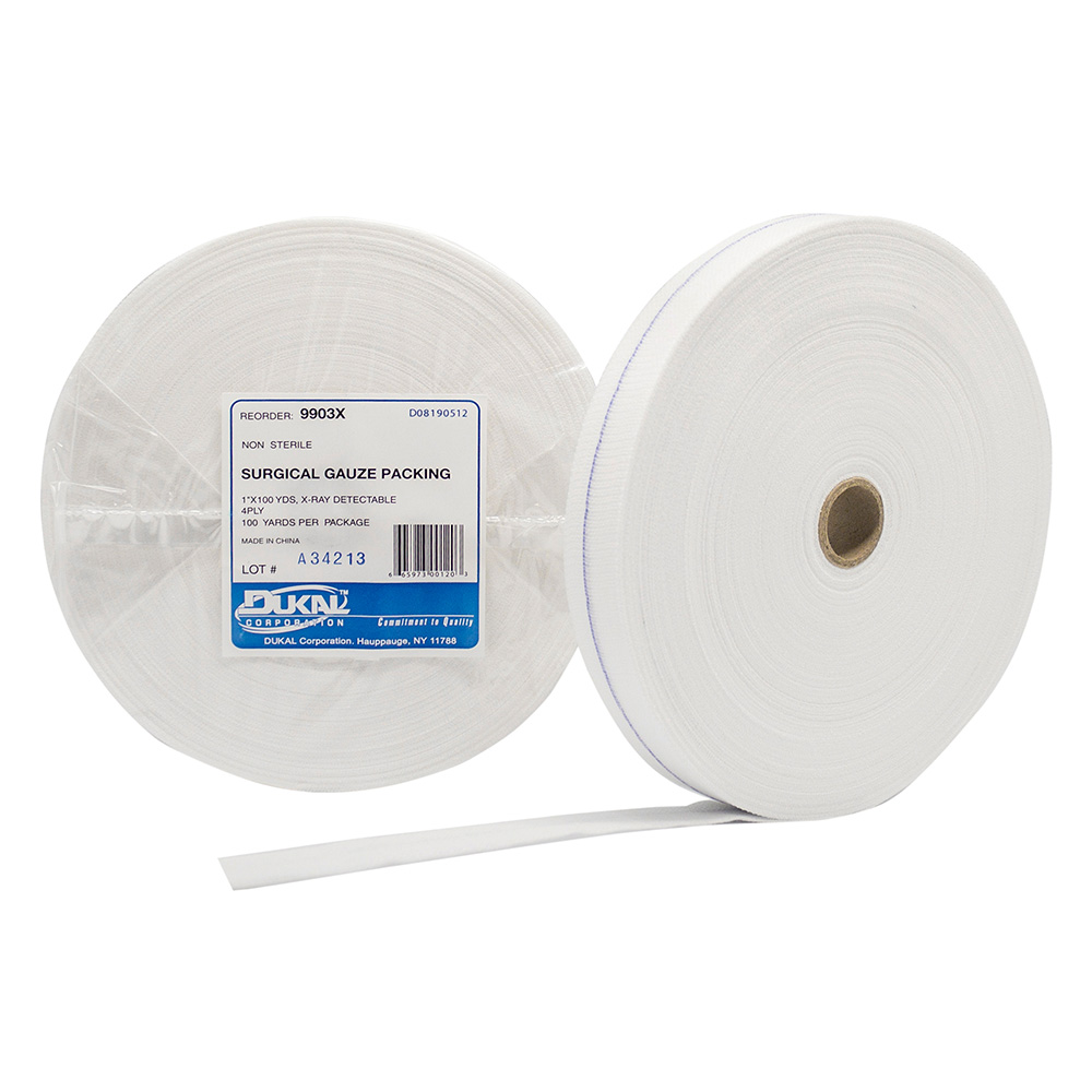 [9903X] Dukal 1 inch x 100 yds 4-Ply Gauze Packing Roll