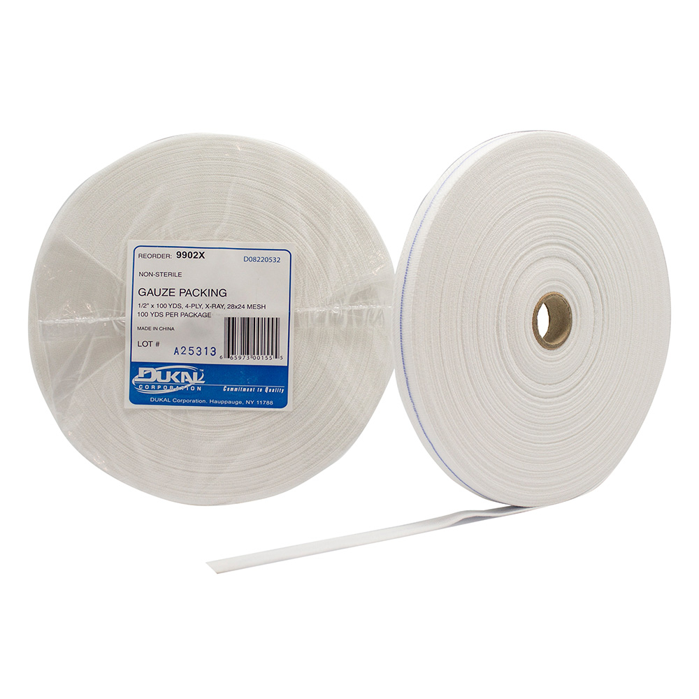 [9902X] Dukal 1/2 inch x 100 yds 4-Ply Gauze Packing Roll