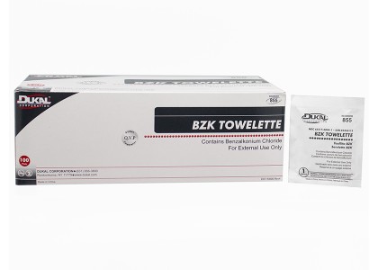 [855] Dukal BZK Towelette, 5" x 9"