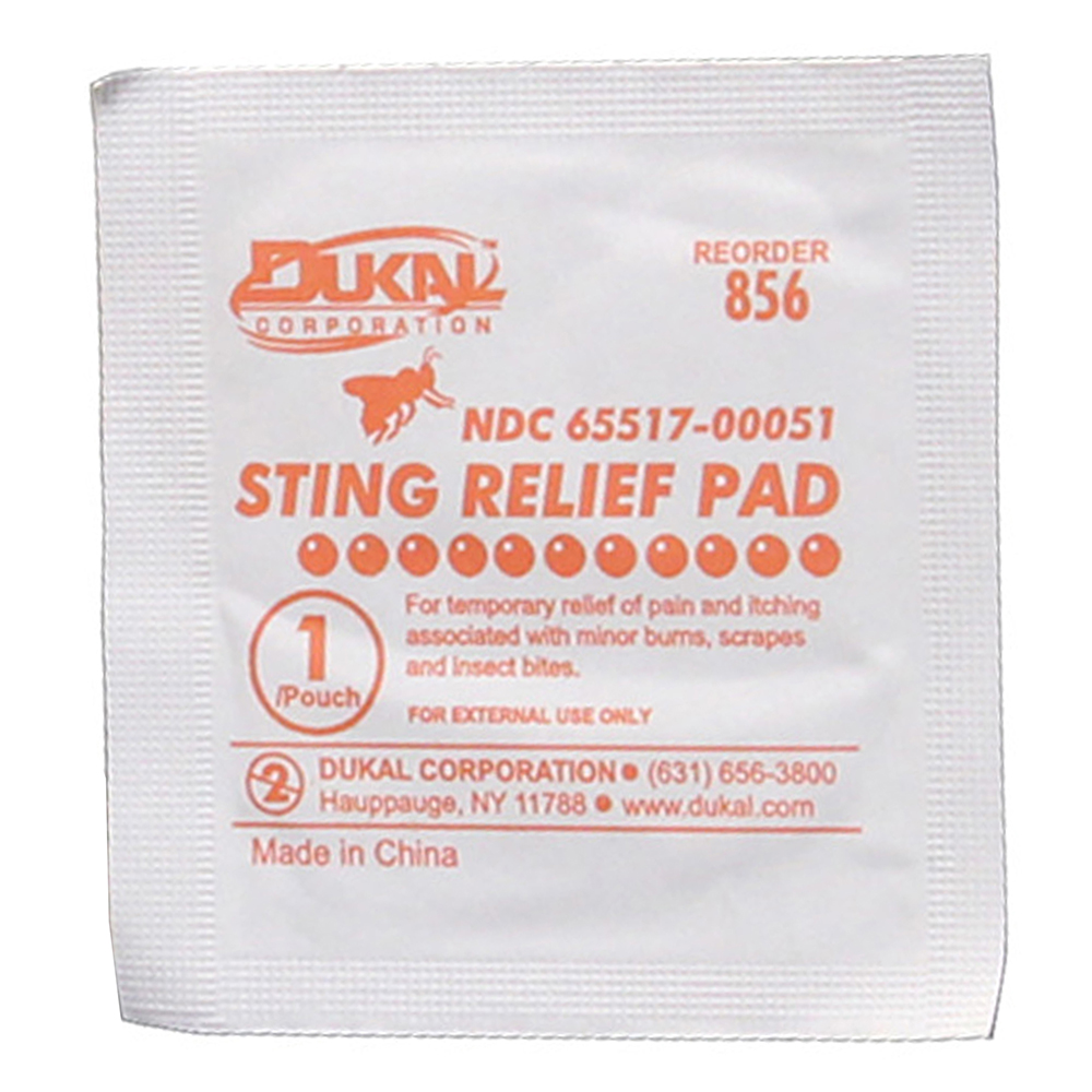 [856-1000] Dukal Sting Relief Pad, 3000/Pack