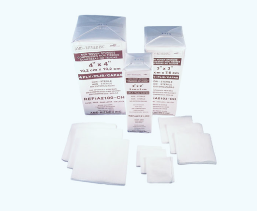 [A4440] Amd Medicom Non-Woven Dressing Sponges, 4" x 4", 4 ply, Sterile 100 pk