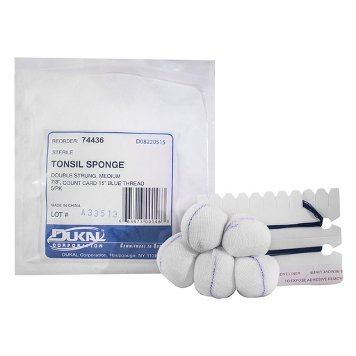 [74436] Dukal 7/8 inch Tonsil Sponges, Medium, 500/Pack