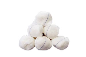 [75405] Dukal Round Stick Sponges, Cotton Filled, X-ray Detectable, Large 1", NS, 100 pk