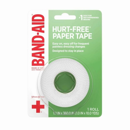 [116153] Johnson & Johnson Band-Aid 1 inch x 10 yds Hurt-Free First Aid Paper Tapes, 48/Case