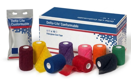 [6057] BSN Medical Delta-Lite Conformable Fiberglass Cast Tape, 4" x 4 yds, Mixed Pack, 10 rl/bx
