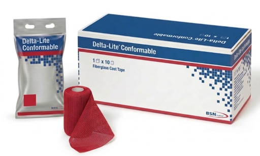 [5933] BSN Medical Delta-Lite Conformable Fiberglass Cast Tape, 3" x 4 yds, Red, 10 rl/bx