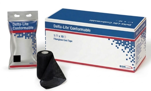 [6064] BSN Medical Delta-Lite Conformable Fiberglass Cast Tape, 4" x 4 yds, Black, 10 rl/bx