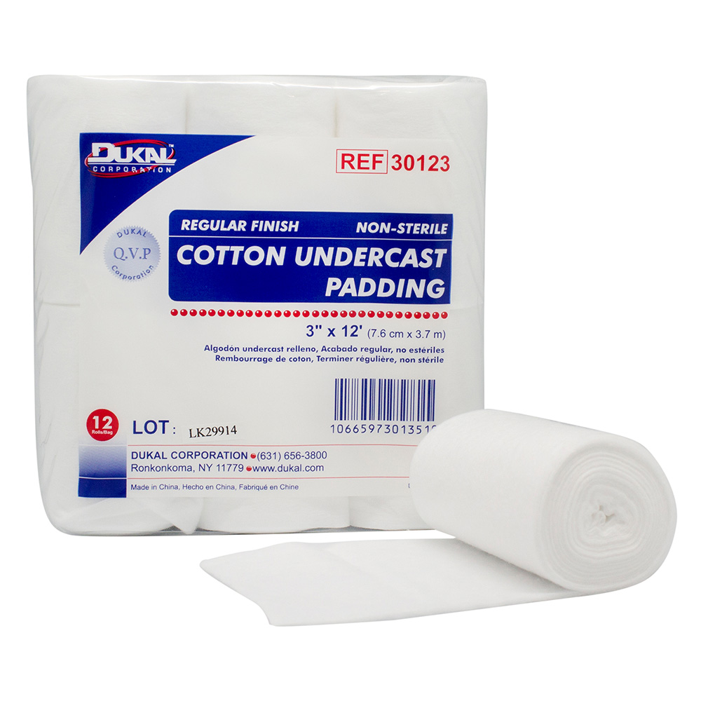 [30123] Dukal 3 x 12 feet Non-Sterile Cotton Undercast Padding, 72/Pack