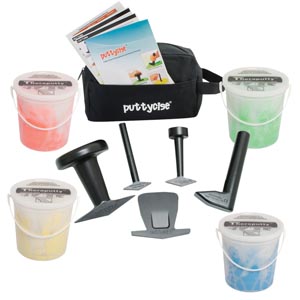 [10-2832] Fabrication Puttycise® Theraputty Set, Medium, 5 Tools, (4) 5 lb Theraputty (Y, R, G, B)