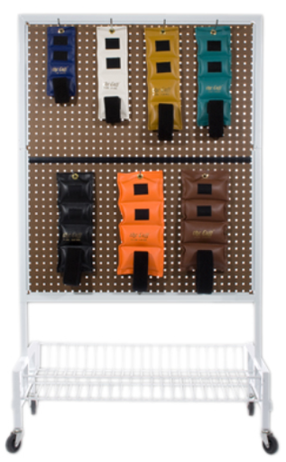 [10-0150] Fabrication Mobile Weight Rack, 2-Sided Mobile Weight Storage Cart with (22) 6" Hooks