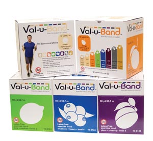 [10-6128] Fabrication Cando® Val-U Band™ Exercise Bands 50 yds, No Latex, 5bx