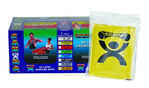 [10-5641] Fabrication CanDo 4 ft Latex Free X-Light Pre-Cut Exercise Bands, Yellow, 40/Box
