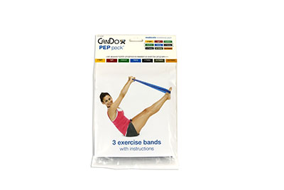 [10-5282] Fabrication CanDo 4 ft Low Powder Moderate Exercise Band w/ PEP Pack, Assorted Color, 3 Pieces/Pack