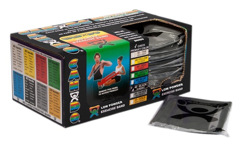 [10-5245] Fabrication CanDo 4 ft Low Powder X-Heavy Pre-Cut Exercise Bands, Black, 40/Box