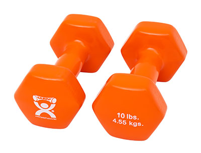 [10-0559-2] Fabrication CanDo 10 lb Vinyl Coated Cast Iron Dumbbell, Orange, 2/Pack