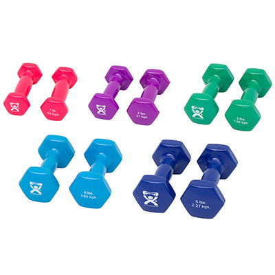 [10-0563] Fabrication CanDo Vinyl Coated Cast Iron Dumbbells, Assorted Color, 10 Pieces/Pack