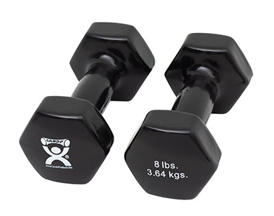 [10-0557-2] Fabrication CanDo 8 lb Vinyl Coated Cast Iron Dumbbell, Black, 2/Pack