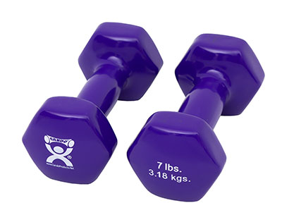 [10-0556-2] Fabrication CanDo 7 lb Vinyl Coated Cast Iron Dumbbell, Purple, 2/Pack