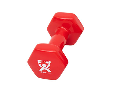 [10-0555] Fabrication CanDo 6 lb Vinyl Coated Cast Iron Dumbbell, Red