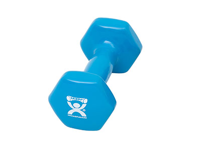 [10-0553] Fabrication CanDo 4 lb Vinyl Coated Cast Iron Dumbbell, Light Blue