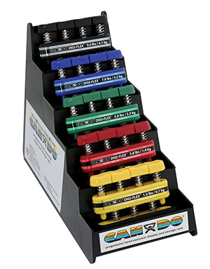 [10-0746] Fabrication Cando® Digi-Flex Hand/ Finger Exerciser, 5 Piece Set with Plastic Stand
