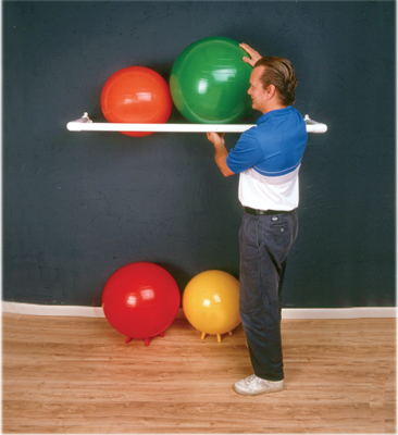 [30-1831] Fabrication Cando 64 inch x 18 inch x 2 inch PVC Wall Rack for Inflatable Exercise Ball