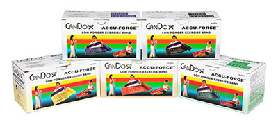 [10-5918] Fabrication CanDo AccuForce 6 yd Low Powder Exercise Band Rolls, Assorted Color, 5 Pieces/Pack