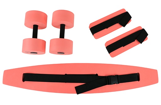 [20-4202R] Fabrication Aquatic Therapy Deluxe Exercise Kit: Jogger Belt, Ankle Cuffs & Hand Bar, Large, Red