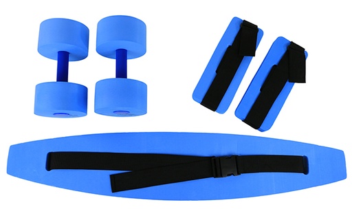 [20-4202B] Fabrication Aquatic Therapy Deluxe Exercise Kit: Jogger Belt, Ankle Cuffs & Hand Bar, Large, Blu