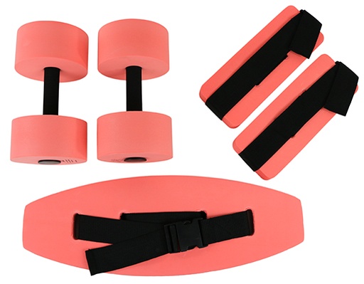 [20-4201R] Fabrication Aquatic Therapy Deluxe Exercise Kit: Jogger Belt, Ankle Cuffs & Hand Bar, Medium, Re