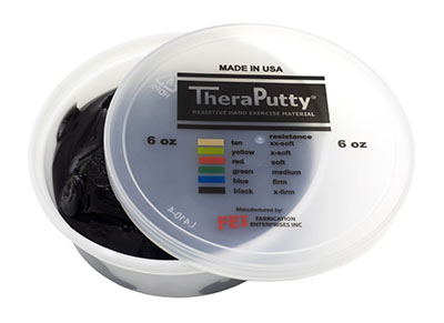 [10-1469] Fabrication CanDo TheraPutty 6 oz X-Firm Standard Hand Exercise Material, Black