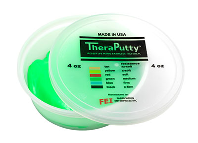 [10-0907] Fabrication CanDo TheraPutty 4 oz Medium Standard Hand Exercise Material, Green