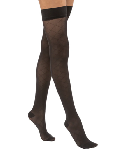 [119164] BSN Medical/Jobst Ultrasheer Thigh High, 15-20 mmHg, Diamond Pattern, Black, Lg