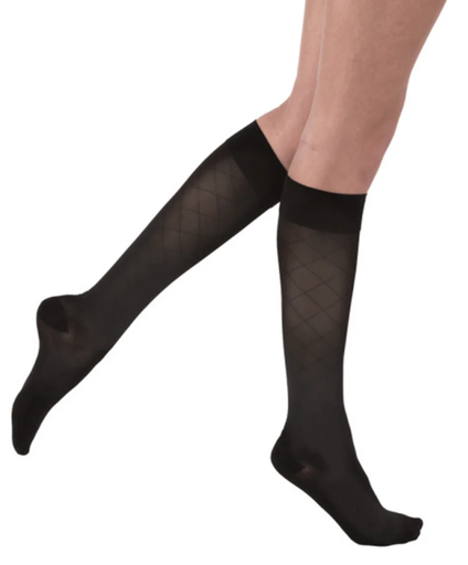 [119172] BSN Medical/Jobst Ultrasheer Knee High, 15-20 mmHg, Diamond Pattern, Black, Lg