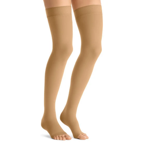 [115699] JBSN Medical/Jobst Opaque Women's Thigh High w/Dot Band, 15-20 mmHg, Open Toe, Honey, Lg
