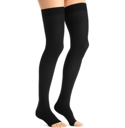 [115556] BSN Medical/Jobst Opaque Women's Thigh High w/Dot Band, 15-20 mmHg, Open Toe, Black, Sm