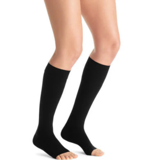 [115376] BSN Medical/Jobst Opaque Knee High, 20-30 mmHg, Open Toe, Black, Lg, Full Calf