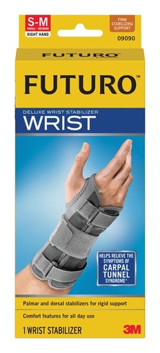 [09090ENT] 3M™ Futuro™ Deluxe Wrist Stabilizer, Right Hand, Small/ Medium, 3/pk