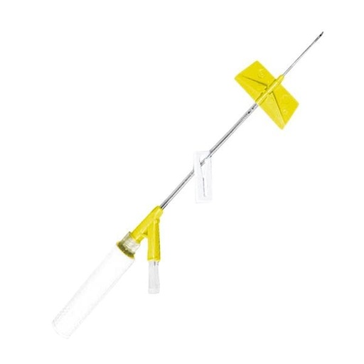 [383313] BD Saf-T-Intima 24 Gauge x 3/4 inch Closed IV Catheter System w/ Wings/Y Adapter & Needle Shield, Yellow, 200/Case